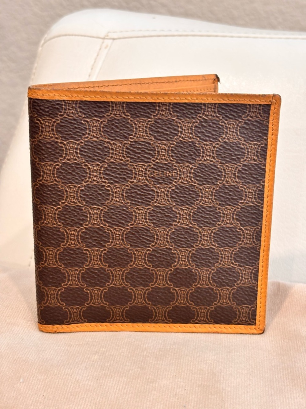 CELINE Vintage Macadam Triomphe Brown Monogram Bi Fold Wallet - Picture 2 of 9